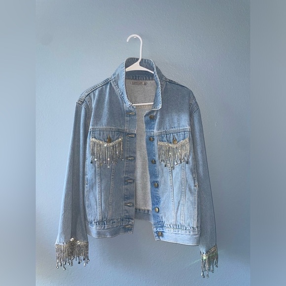Y2k rhinestone denim jacket bling jacket crystal embellished jean jacket - Picture 13 of 13